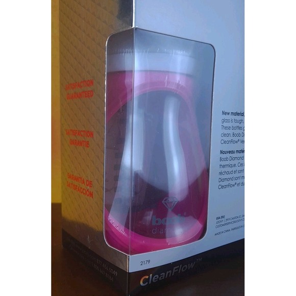 NIB Joovy Boob Diamond Glass Bottles With Pink Silicone Sleeve 3 - 8oz Bottles‎ - Picture 5 of 9
